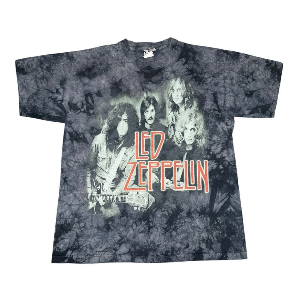 Vintage 90s Liquid Blue Led Zeppelin Tie Dye Band T-Shirt
